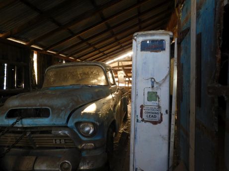[Picture of Old Truck and Gas Pump]